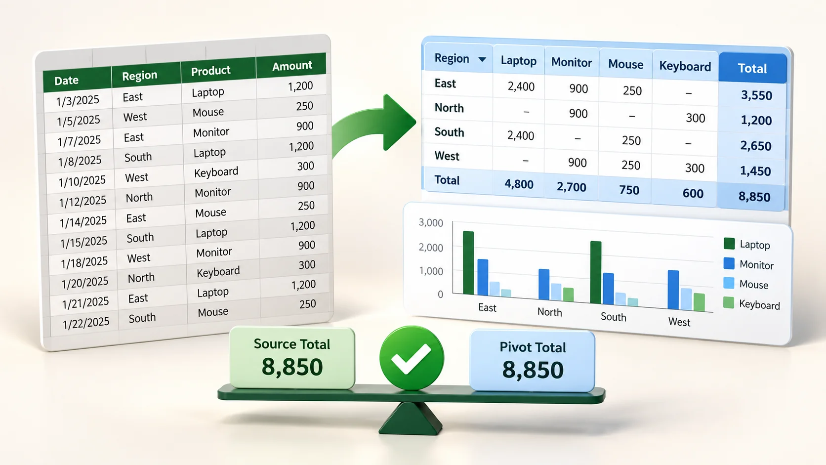 Build a PivotTable You Can Reconcile to the Source