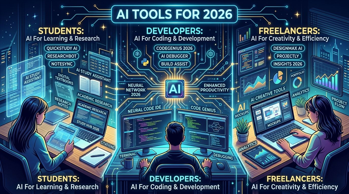 Best AI Tools for Students, Developers and Freelancers in 2026 (Free & Paid Guide)